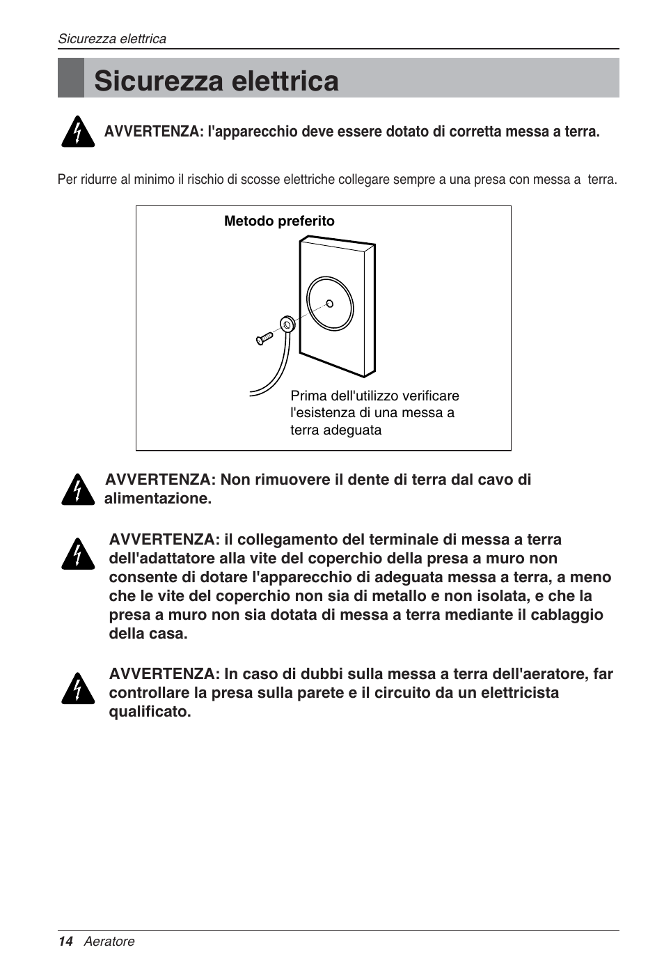 Sicurezza elettrica | LG LZ-H080GBA2 User Manual | Page 36 / 177