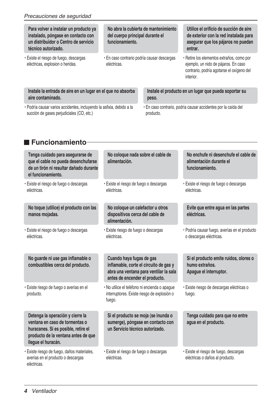 Funcionamiento | LG LZ-H080GBA2 User Manual | Page 48 / 177