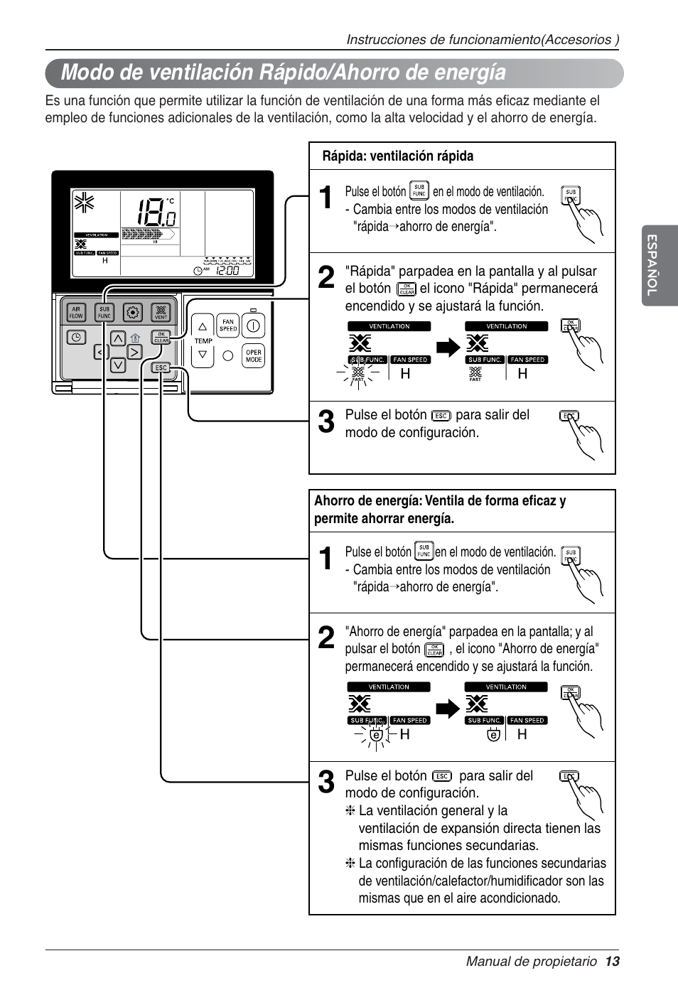 Modo de ventilación rápido/ahorro de energía | LG LZ-H080GBA2 User Manual | Page 57 / 177