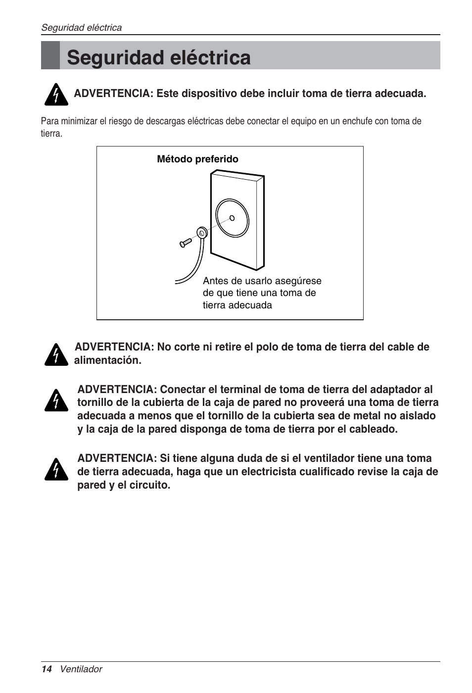 Seguridad eléctrica | LG LZ-H080GBA2 User Manual | Page 58 / 177