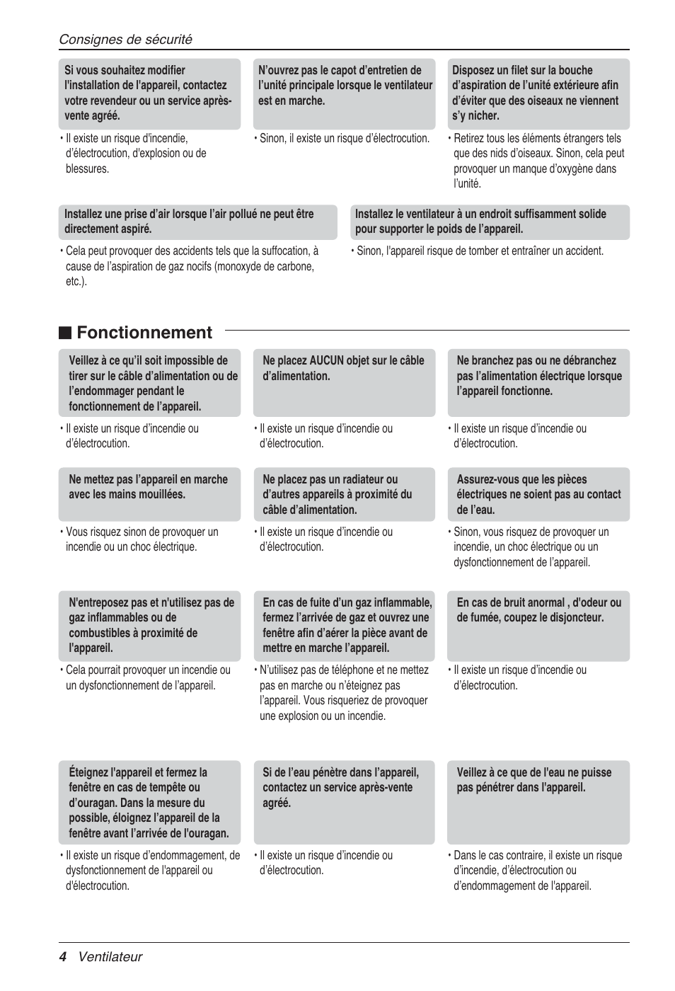 Fonctionnement | LG LZ-H080GBA2 User Manual | Page 70 / 177