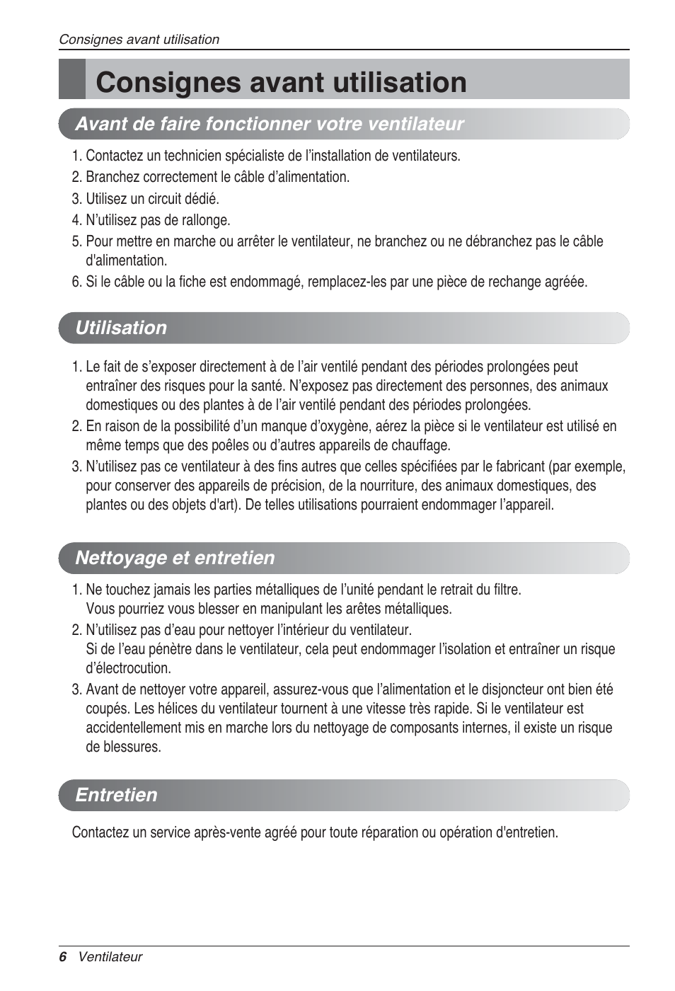 Consignes avant utilisation | LG LZ-H080GBA2 User Manual | Page 72 / 177