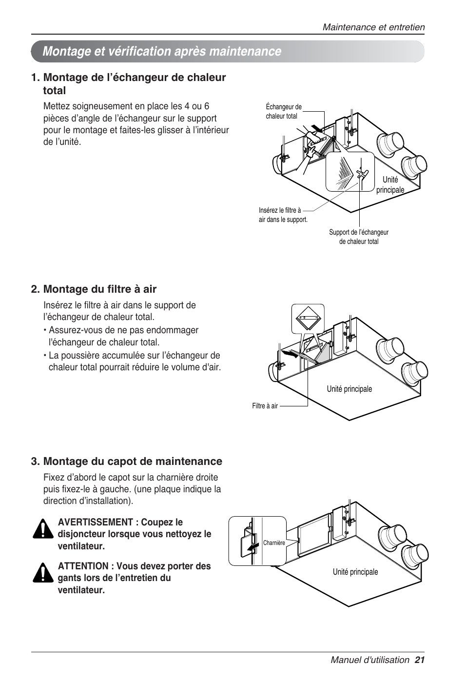 Montage et vérification après maintenance | LG LZ-H080GBA2 User Manual | Page 87 / 177