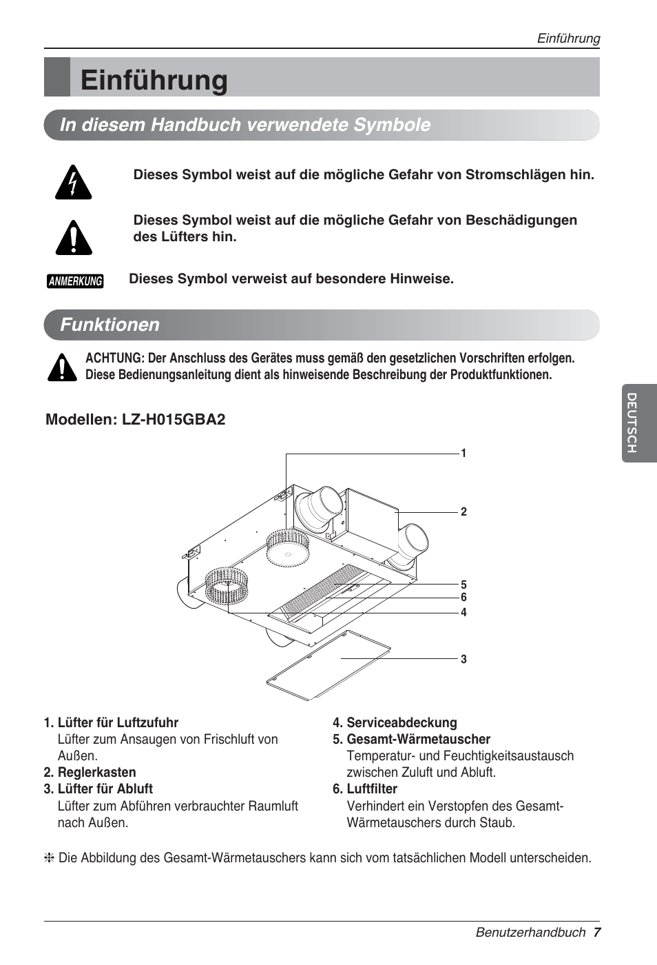 Einführung, Funktionen | LG LZ-H080GBA2 User Manual | Page 95 / 177