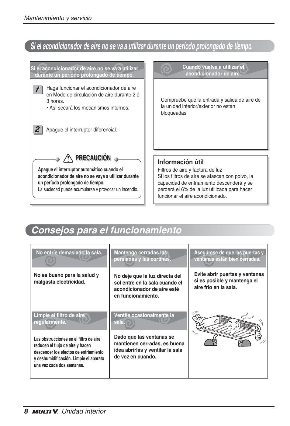 Precaución | LG ARNU12GL2G2 User Manual | Page 28 / 91