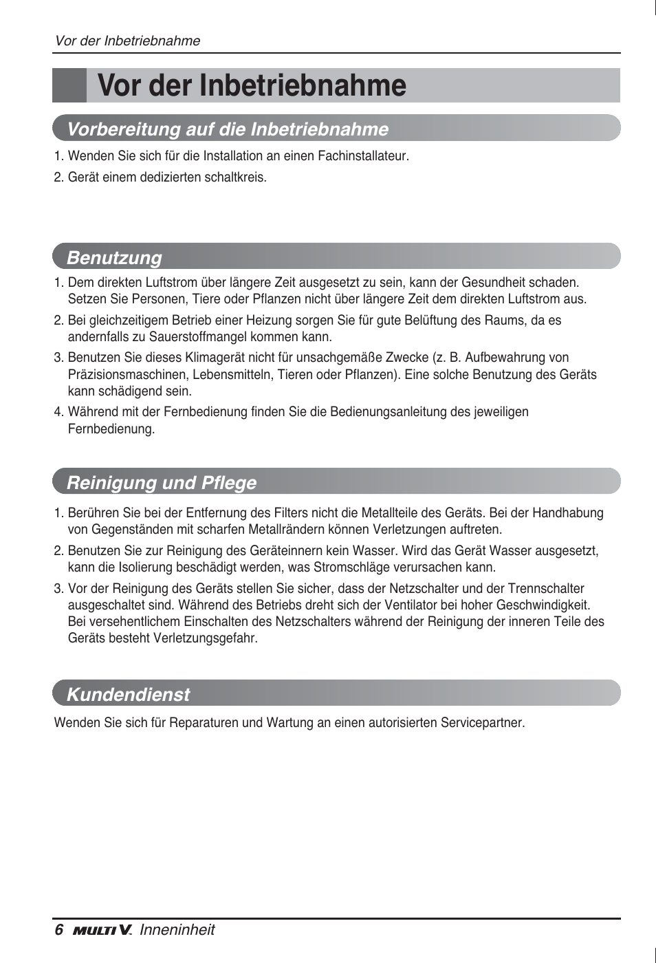 Vor der inbetriebnahme | LG ARNU12GL2G2 User Manual | Page 46 / 91