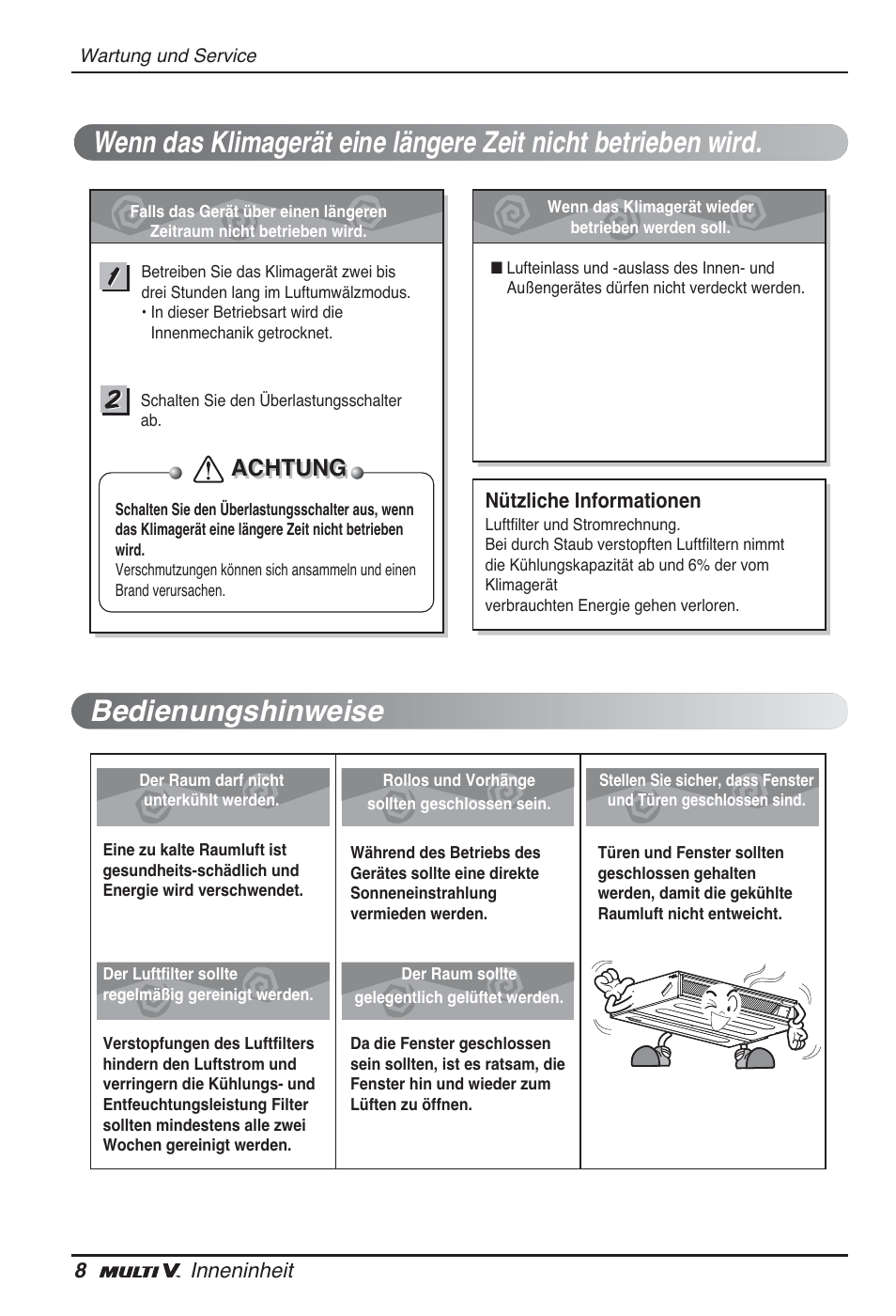 Achtung | LG ARNU12GL2G2 User Manual | Page 48 / 91