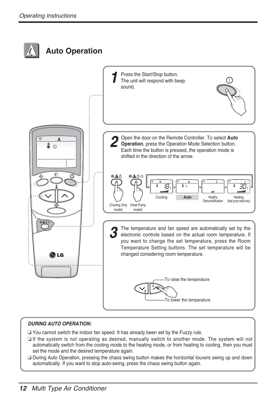 Auto operation | LG FM15AH-UL3 User Manual | Page 12 / 147