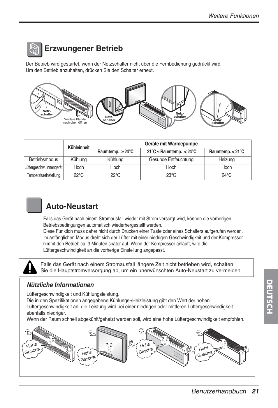 Deutsch, Erzwungener betrieb auto-neustart, Benutzerhandbuch 21 | Nützliche informationen, Weitere funktionen | LG FM15AH-UL3 User Manual | Page 139 / 147