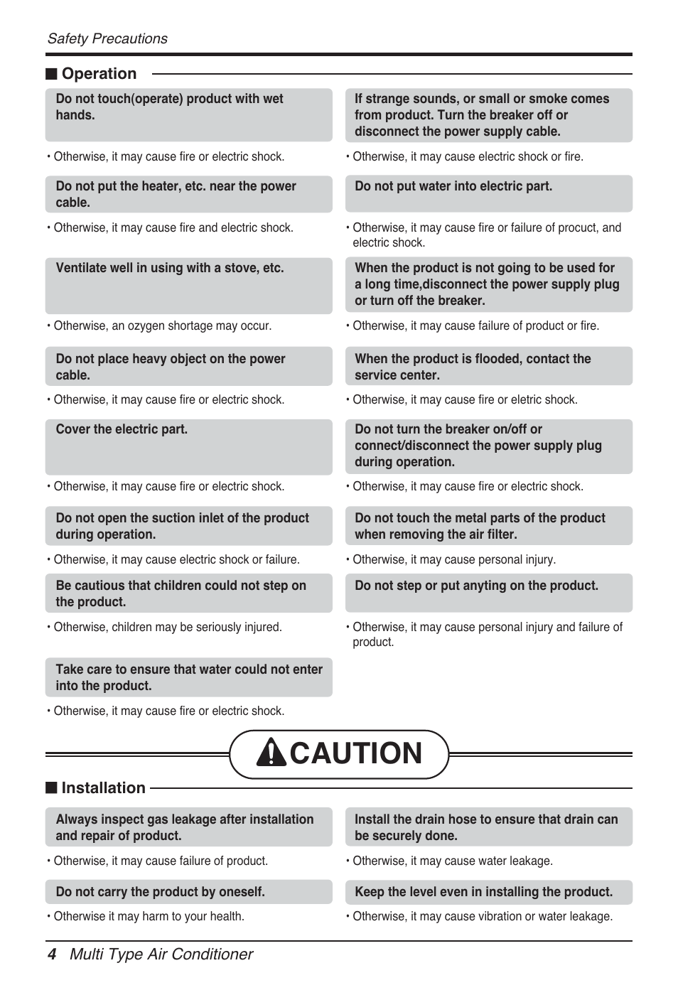 Caution | LG FM15AH-UL3 User Manual | Page 4 / 147