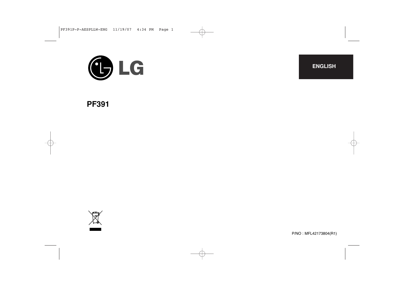 LG PF391 User Manual | 32 pages