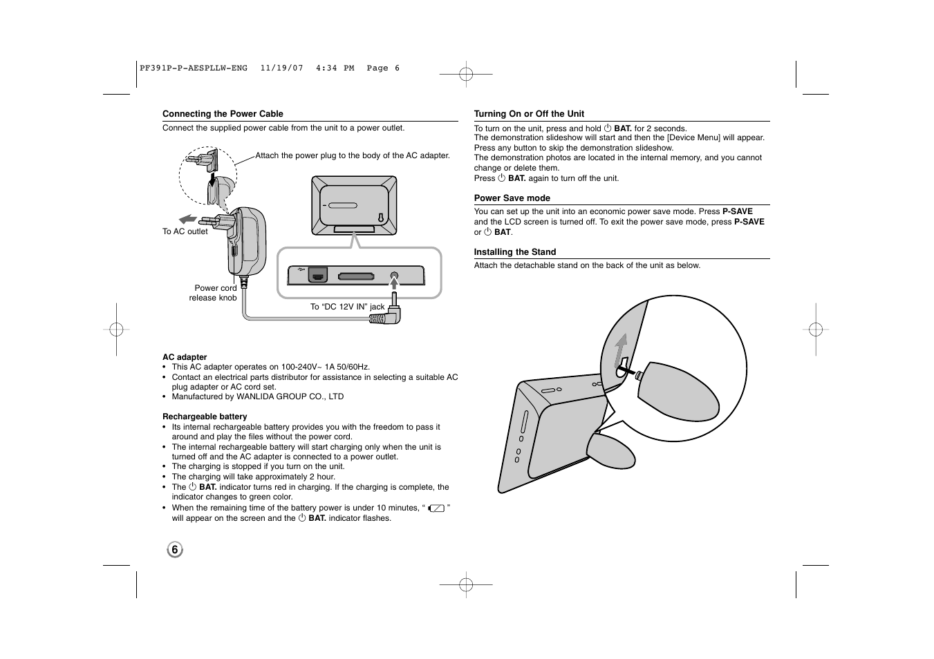 LG PF391 User Manual | Page 6 / 32