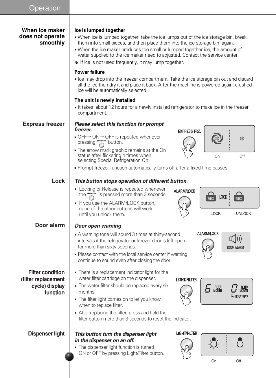 Operation | LG GR-L217LCX User Manual | Page 13 / 85