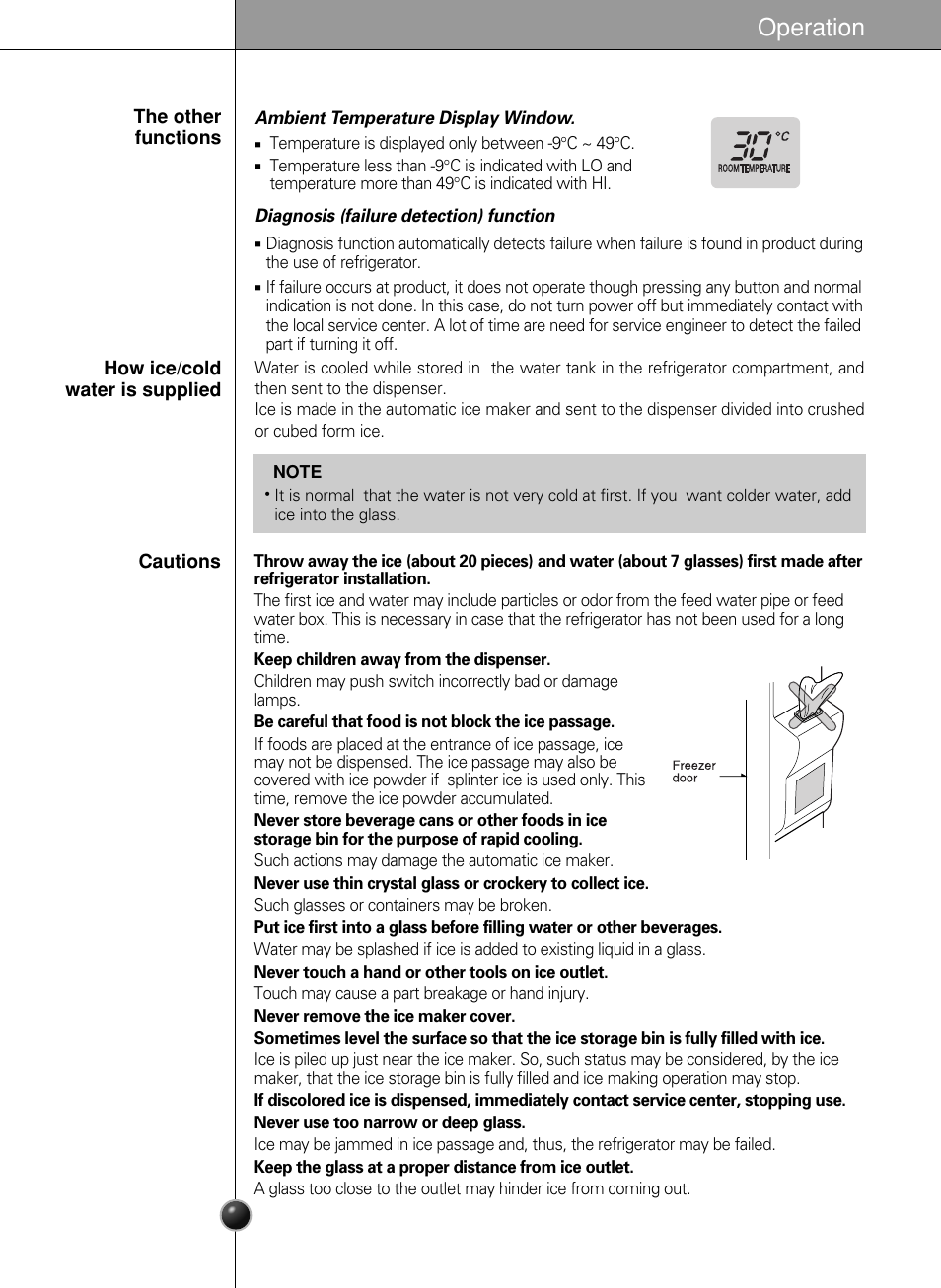 Operation | LG GR-L217LCX User Manual | Page 14 / 85