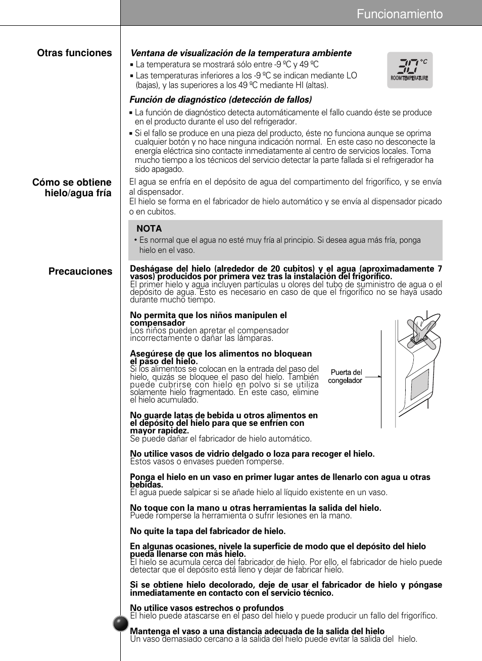Funcionamiento | LG GR-L217LCX User Manual | Page 41 / 85