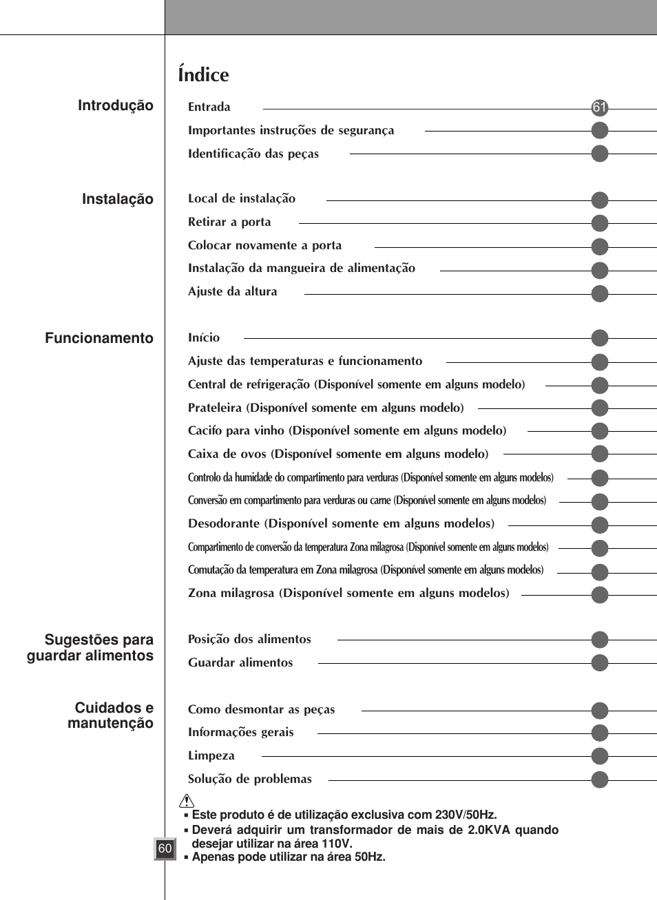Índice | LG GR-L217LCX User Manual | Page 58 / 85