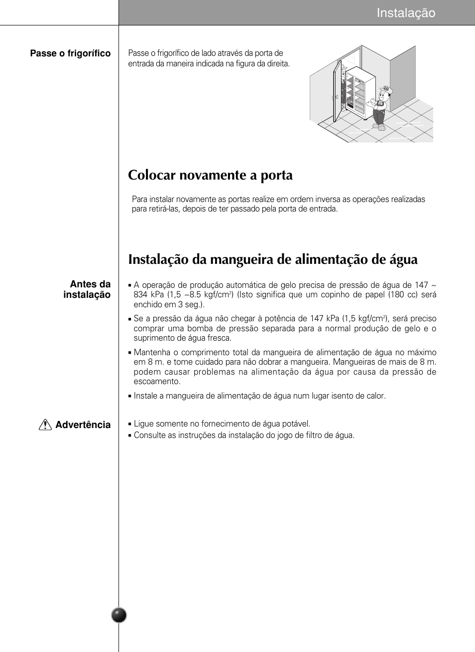 Instalação | LG GR-L217LCX User Manual | Page 64 / 85