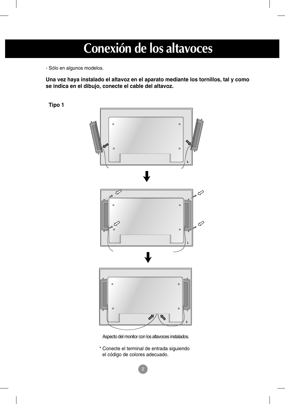 Conexión de los altavoces | LG M4212C-BA User Manual | Page 3 / 67