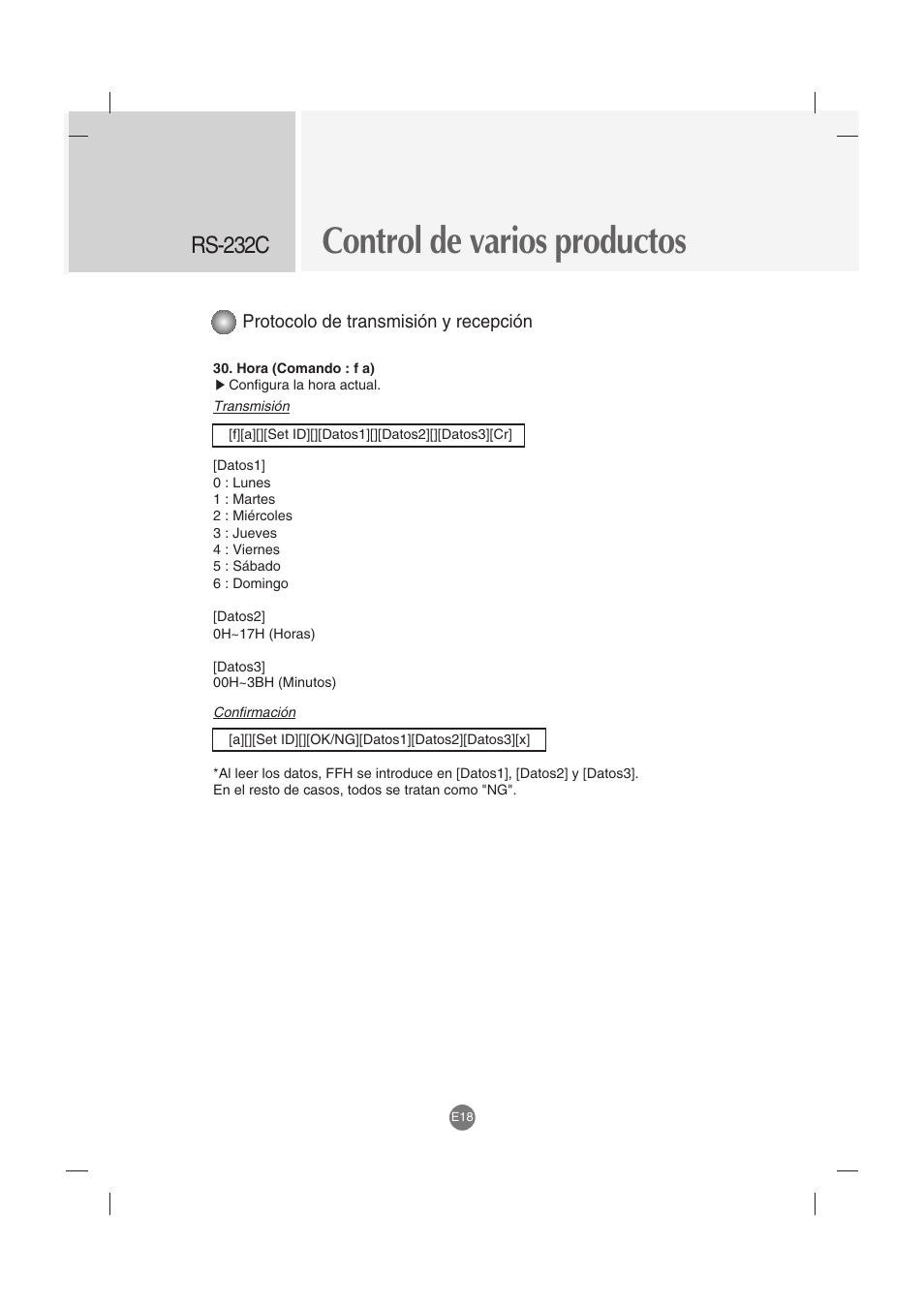 Control de varios productos, Rs-232c | LG M4212C-BA User Manual | Page 58 / 67