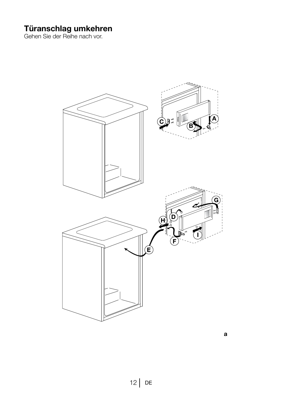 Türanschlag umkehren | Beko TSE 1282 User Manual | Page 57 / 89