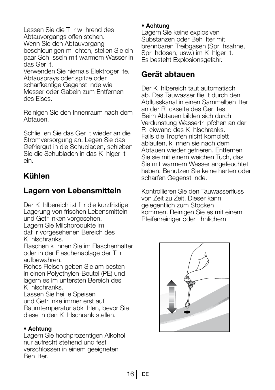 Kühlen lagern von lebensmitteln, Gerät abtauen | Beko TSE 1282 User Manual | Page 61 / 89