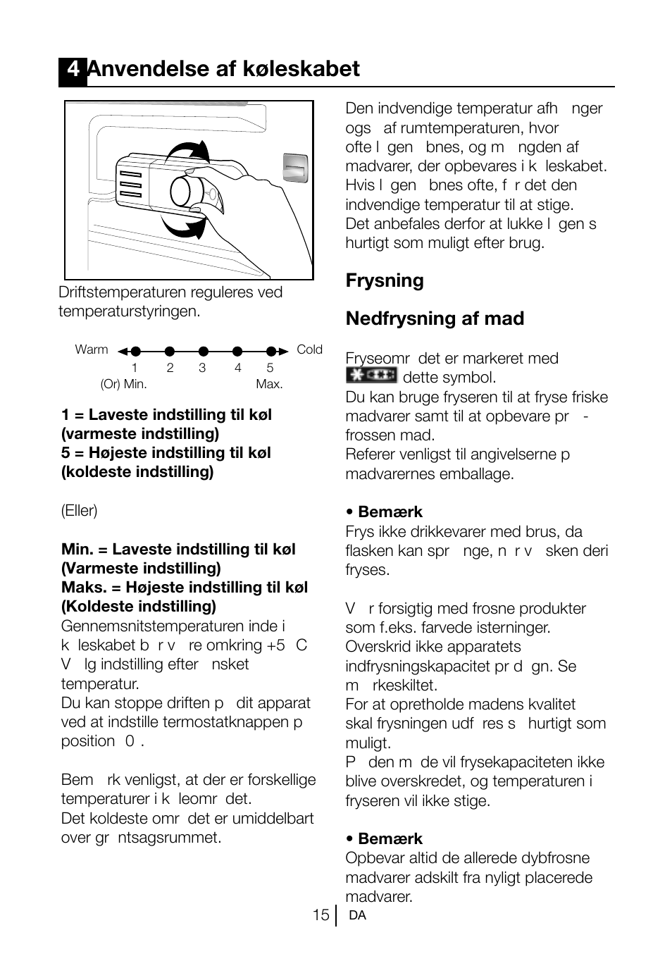 4anvendelse af køleskabet, Frysning nedfrysning af mad | Beko TSE 1282 User Manual | Page 81 / 89