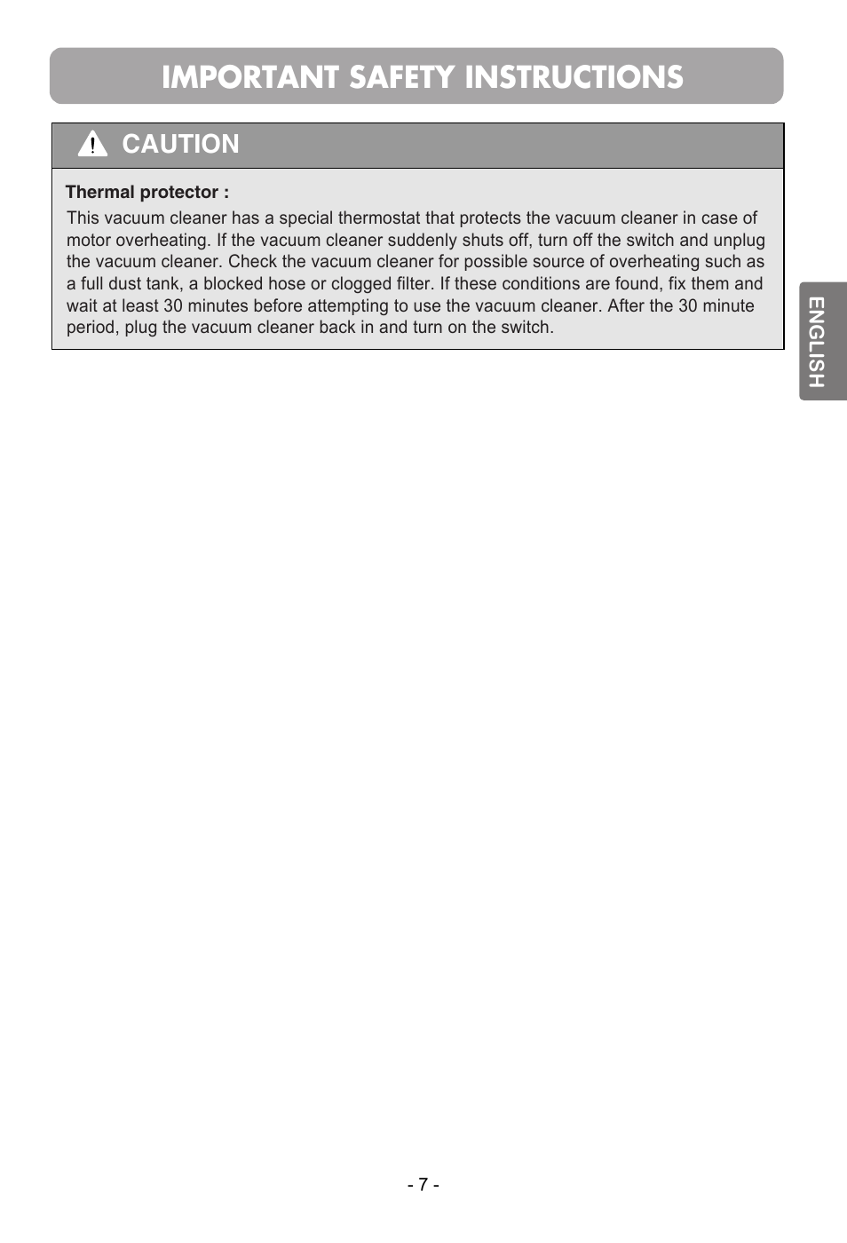 Important safety instructions, Caution | LG VB2718RT User Manual | Page 8 / 17