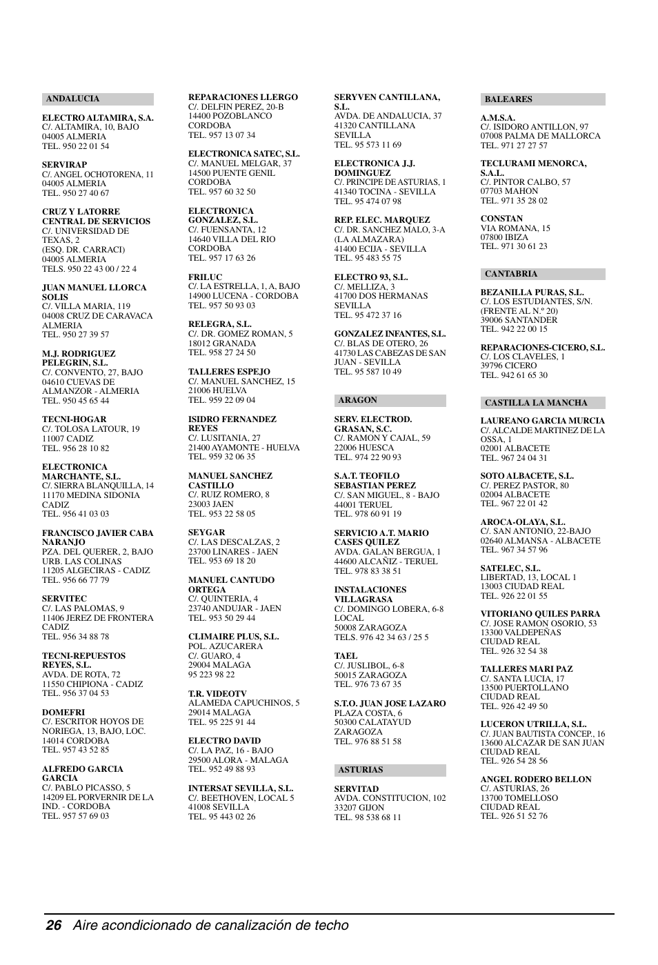 26 aire acondicionado de canalización de techo | LG MB09AHB User Manual | Page 26 / 31