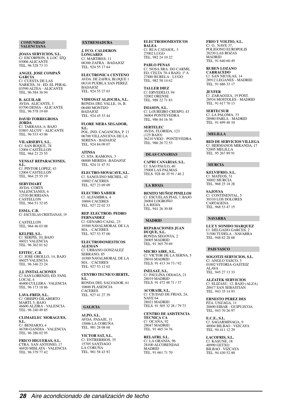 28 aire acondicionado de canalización de techo | LG MB09AHB User Manual | Page 28 / 31