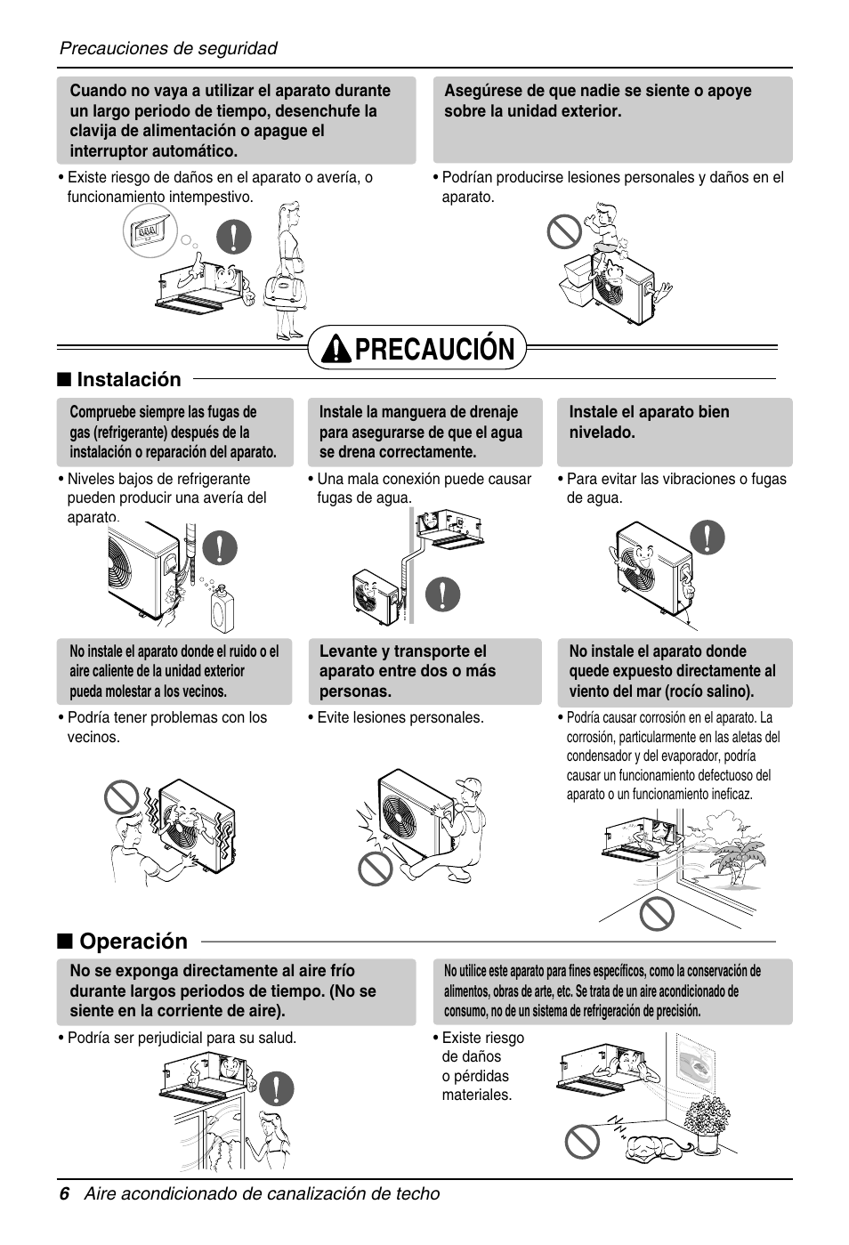 Precaución, Operación, Instalación | LG MB09AHB User Manual | Page 6 / 31