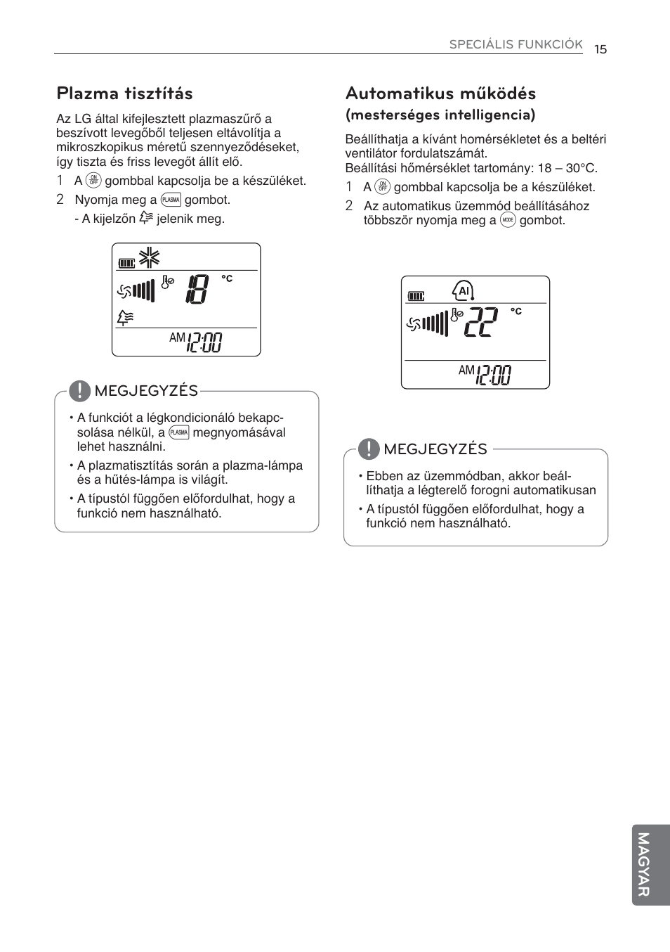 Plazma tisztítás, Automatikus működés | LG MS07AQ User Manual | Page 213 / 221