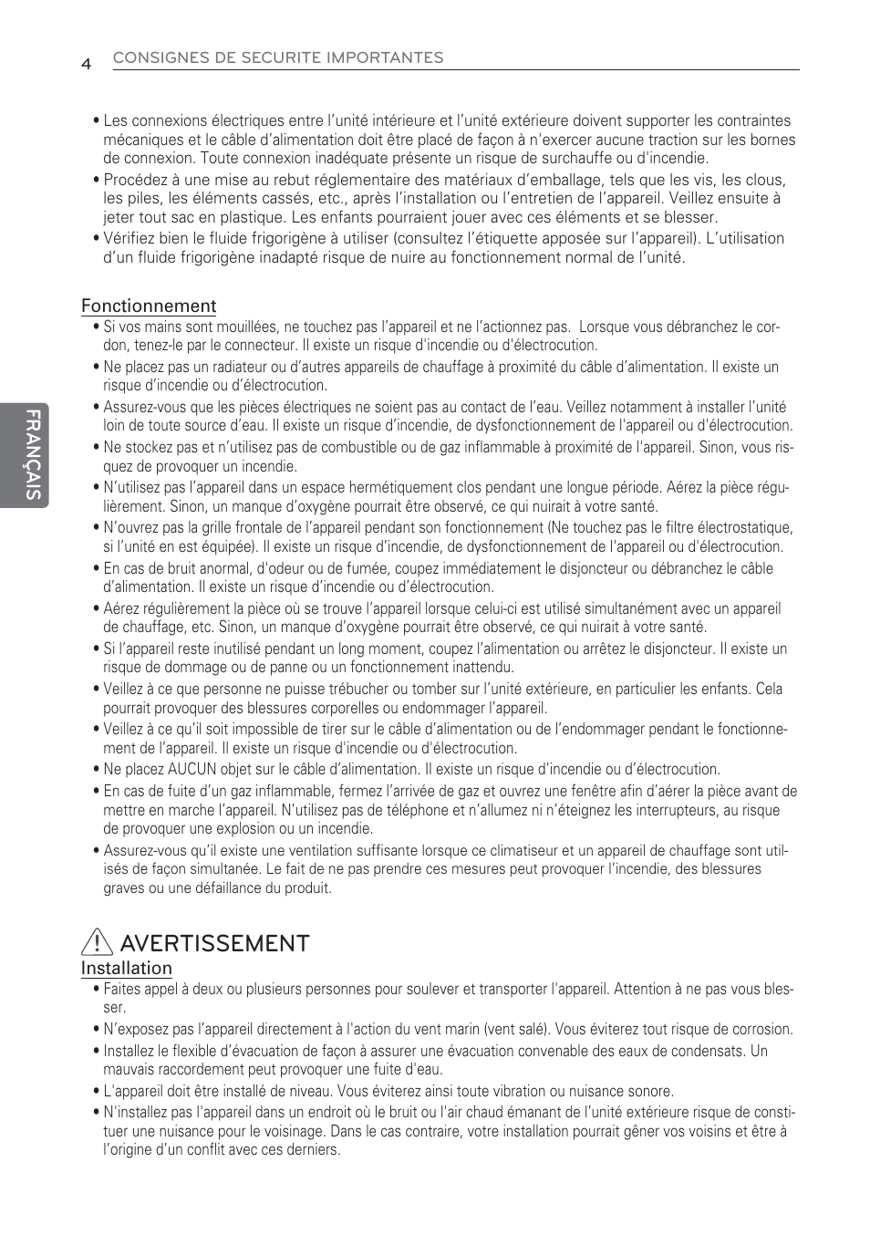 Avertissement, Français | LG MS07AQ User Manual | Page 70 / 221