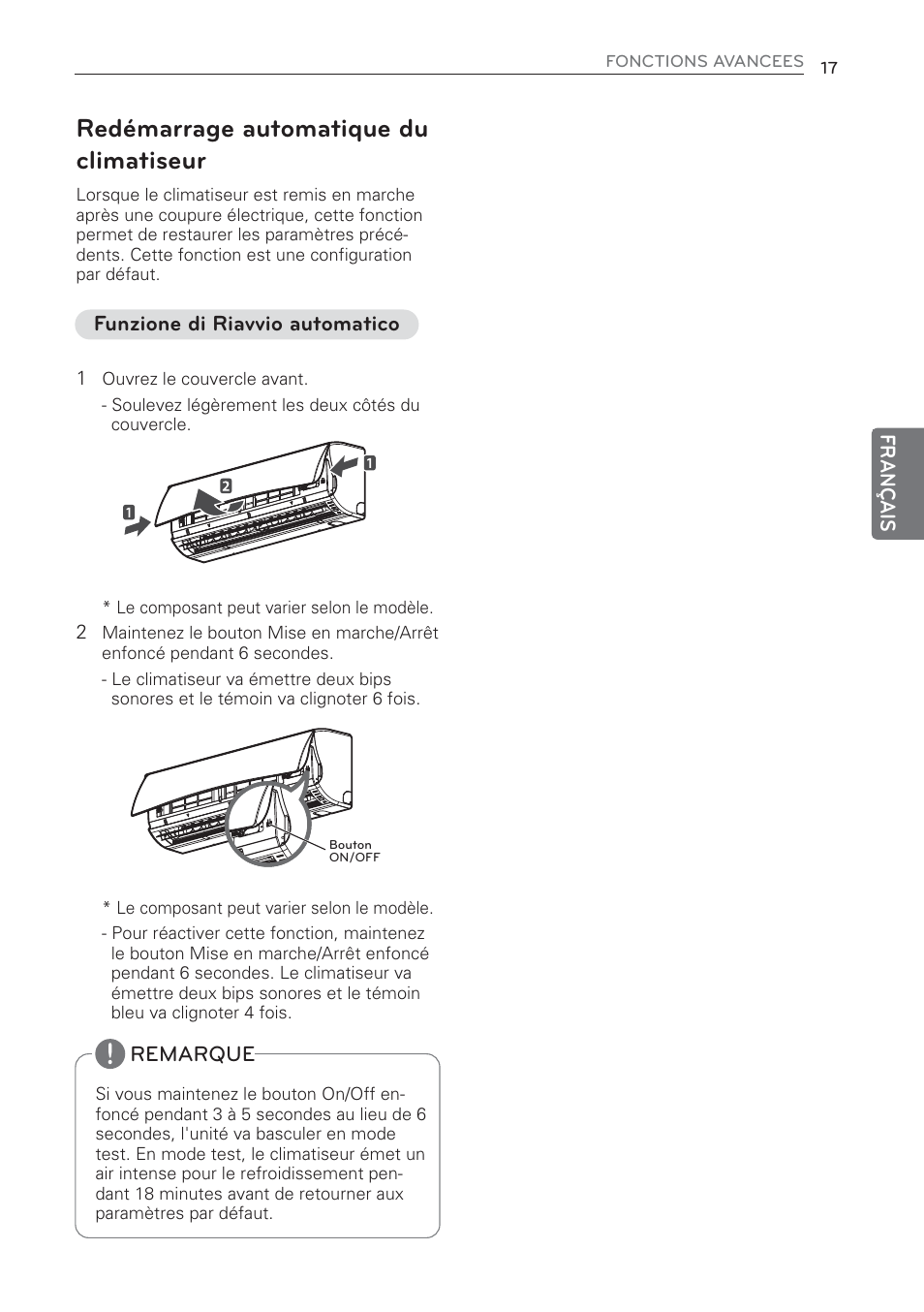 Redémarrage automatique du climatiseur | LG MS07AQ User Manual | Page 83 / 221