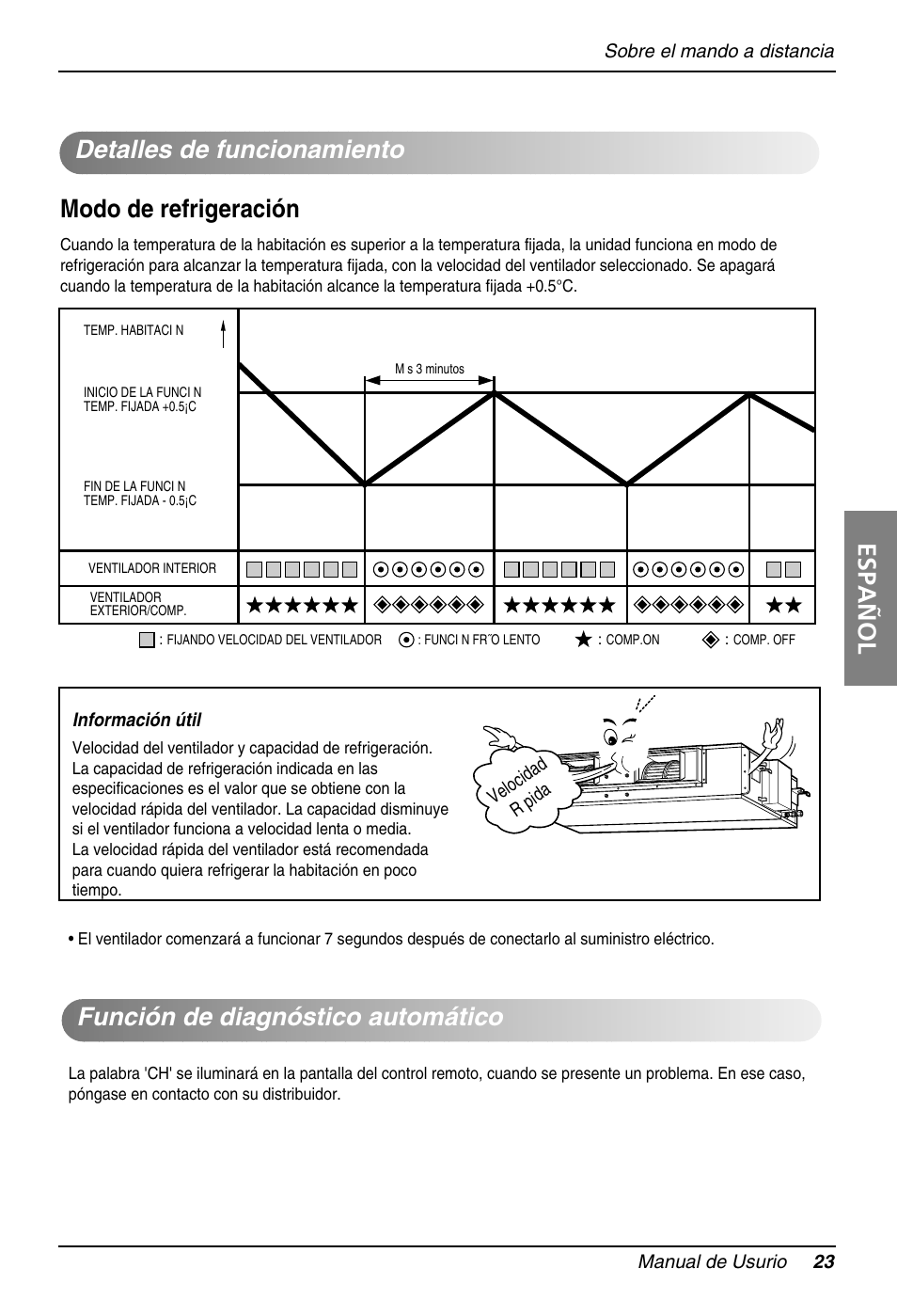 Español, Modo de refrigeración | LG B42AH User Manual | Page 23 / 33