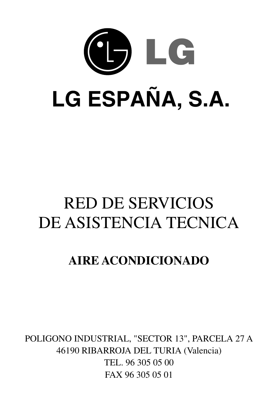 Lg españa, s.a, Red de servicios de asistencia tecnica | LG B42AH User Manual | Page 28 / 33