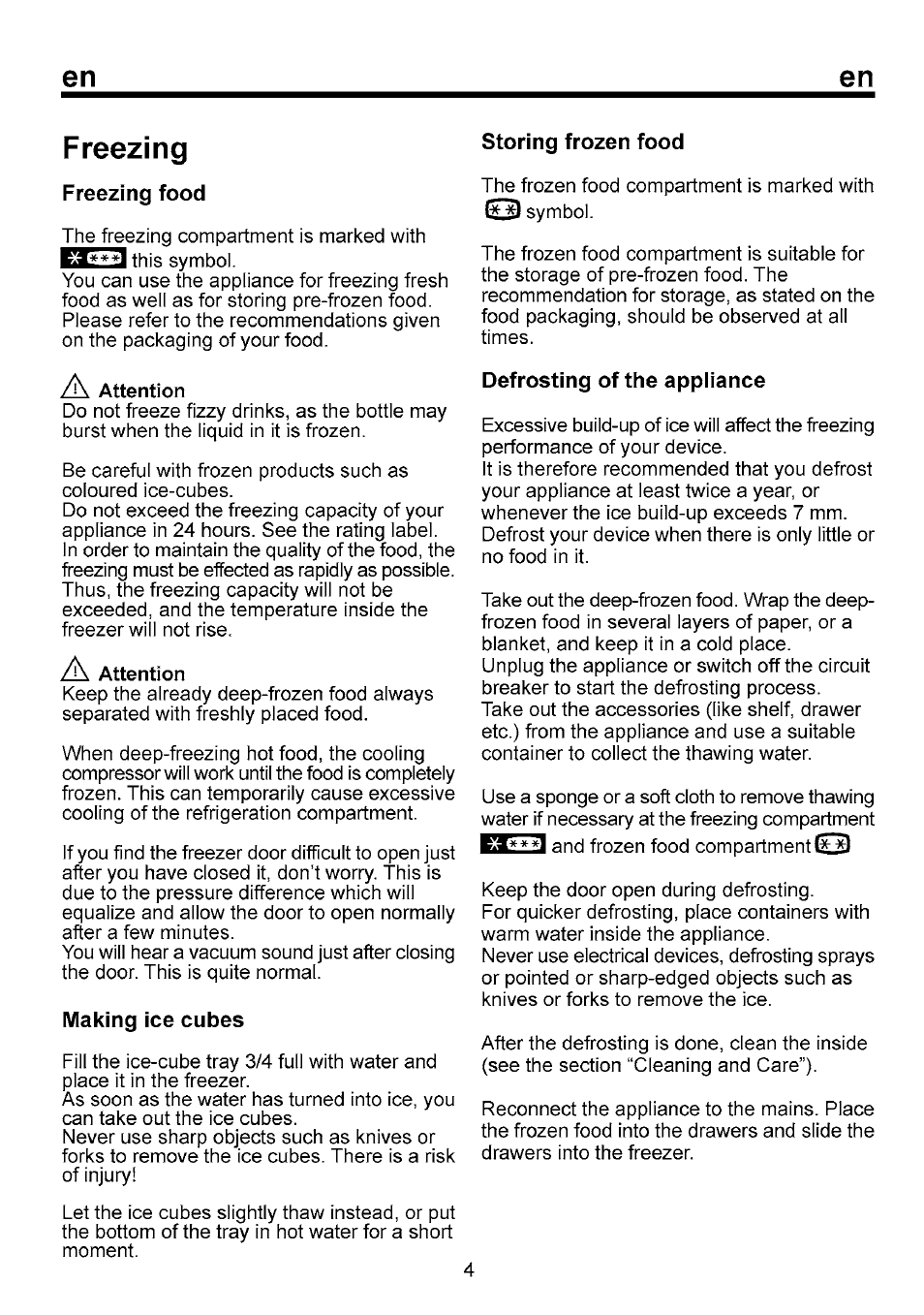 Freezing | Beko B 1751 User Manual | Page 11 / 64