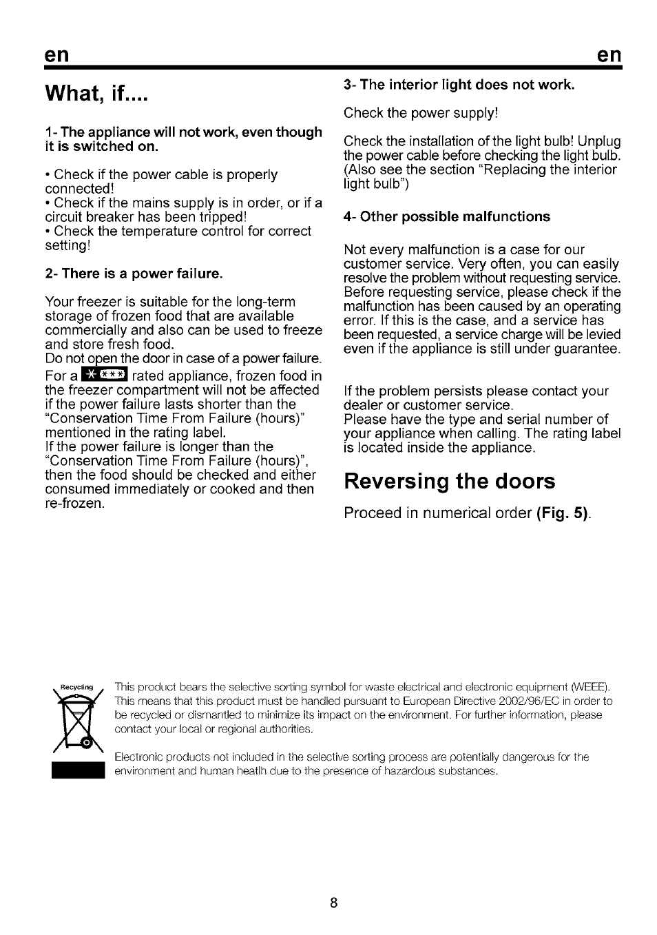 What, if, Reversing the doors | Beko B 1751 User Manual | Page 15 / 64