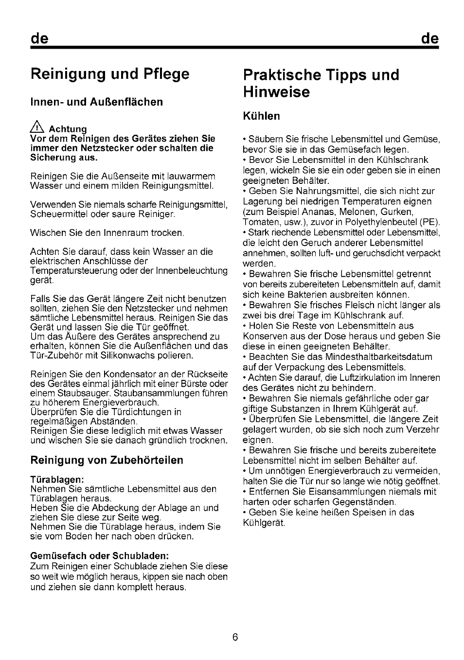 Reinigung und pflege, Praktische tipps und hinweise | Beko B 1751 User Manual | Page 22 / 64