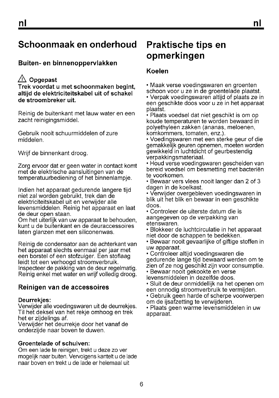 Schoonmaak en onderhoud, Praktische tips en opmerkingen | Beko B 1751 User Manual | Page 31 / 64