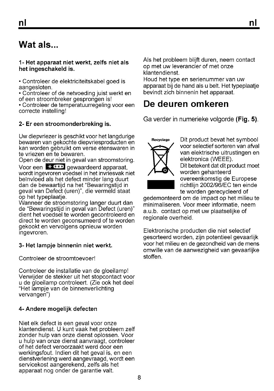 Wat als, De deuren omkeren | Beko B 1751 User Manual | Page 33 / 64