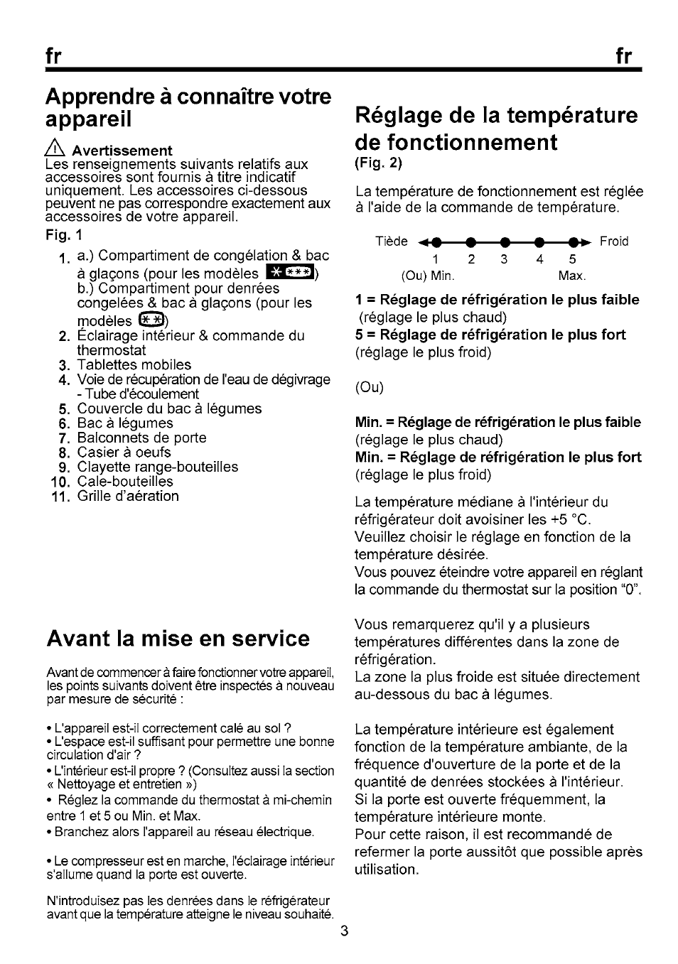 Apprendre à connaître votre appareil, Réglage de la température, De fonctionnement | Avant la mise en service, Réglage de la température de fonctionnement | Beko B 1751 User Manual | Page 37 / 64