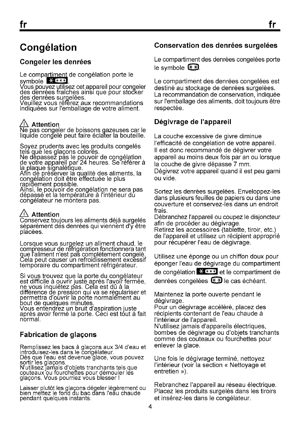 Congélation | Beko B 1751 User Manual | Page 38 / 64