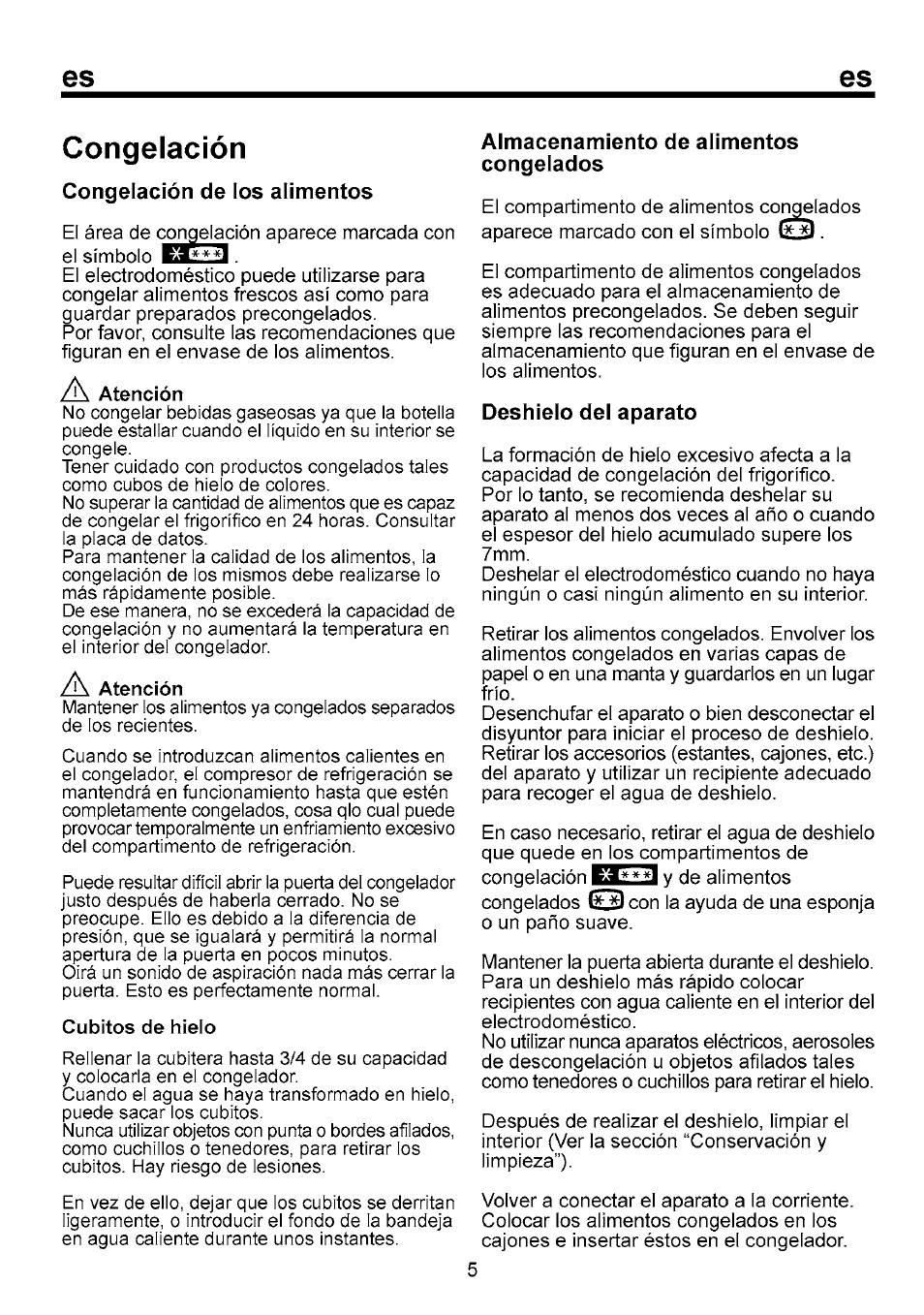 Congelación | Beko B 1751 User Manual | Page 48 / 64