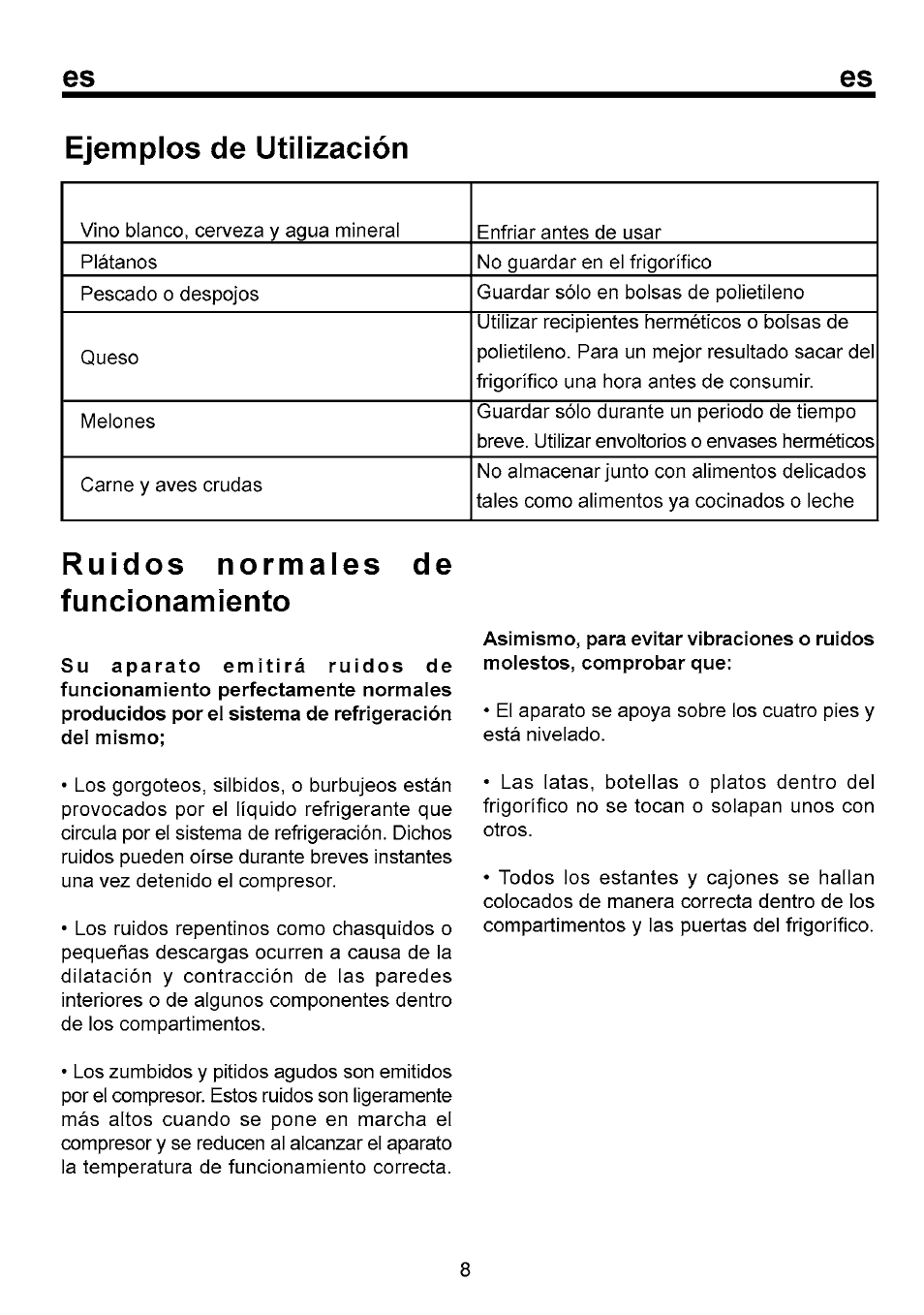 Ejemplos de utilización, Ruidos normales funcionamiento | Beko B 1751 User Manual | Page 51 / 64