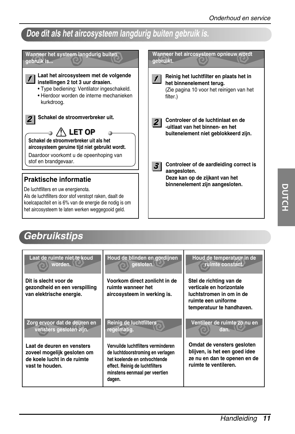 Dutch, Let op | LG ARNU18GS8V2 User Manual | Page 96 / 110