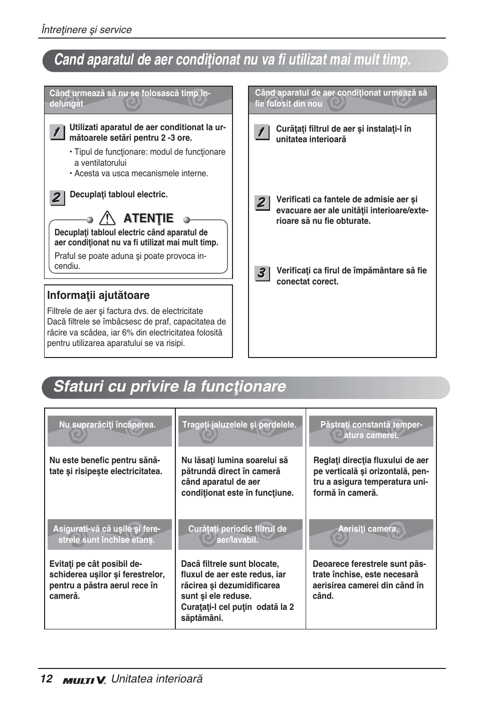 Atenţie | LG ARNU07GQAA2 User Manual | Page 166 / 253