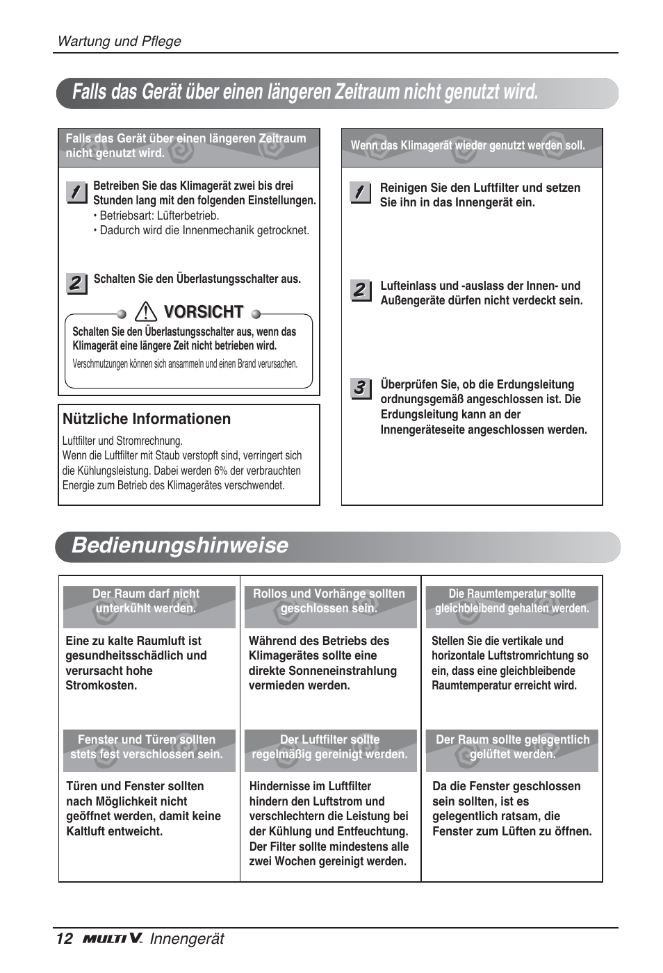 Vorsicht | LG ARNU07GQAA2 User Manual | Page 68 / 253