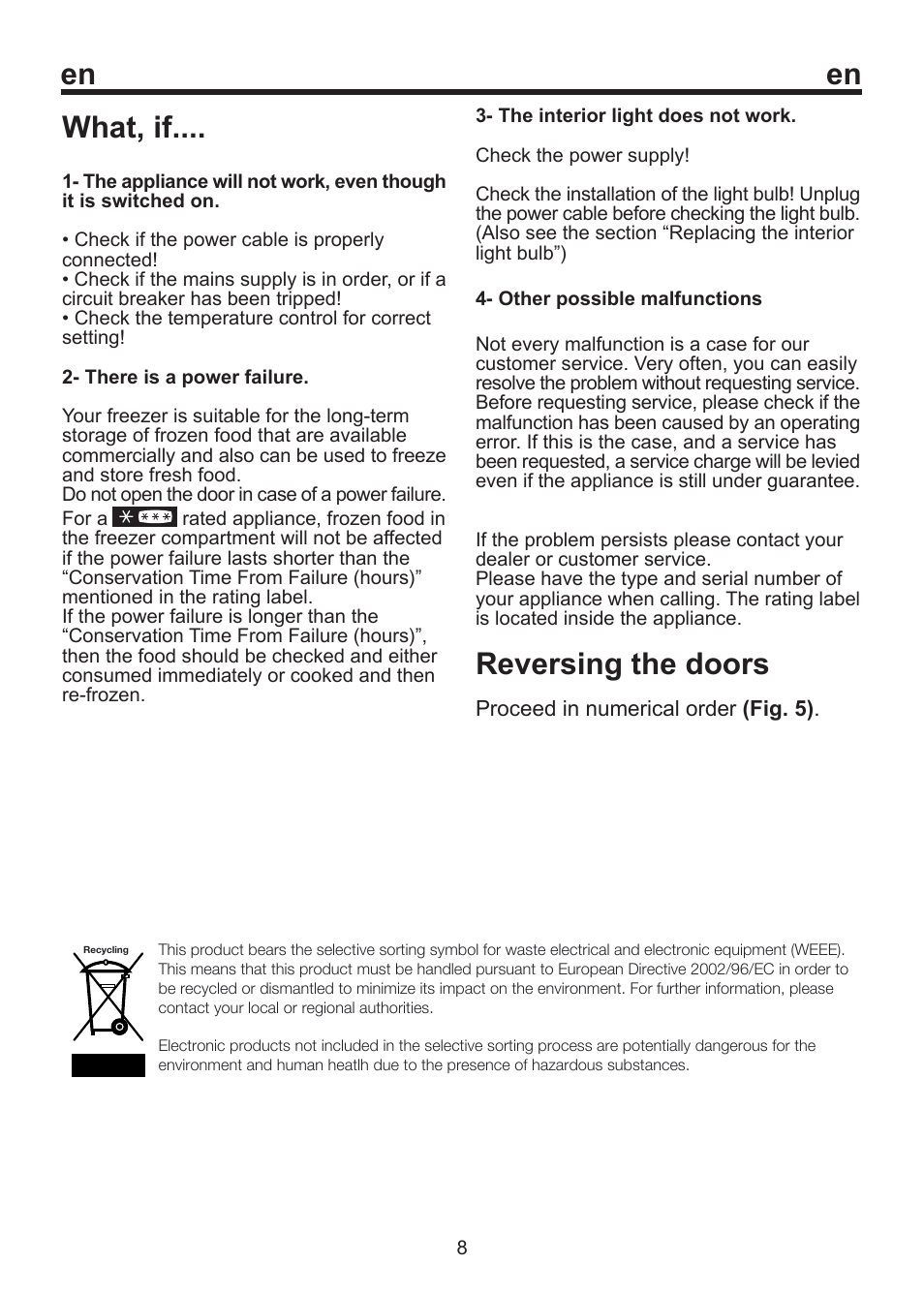 En what, if, Reversing the doors | Beko BU 1152 User Manual | Page 13 / 74