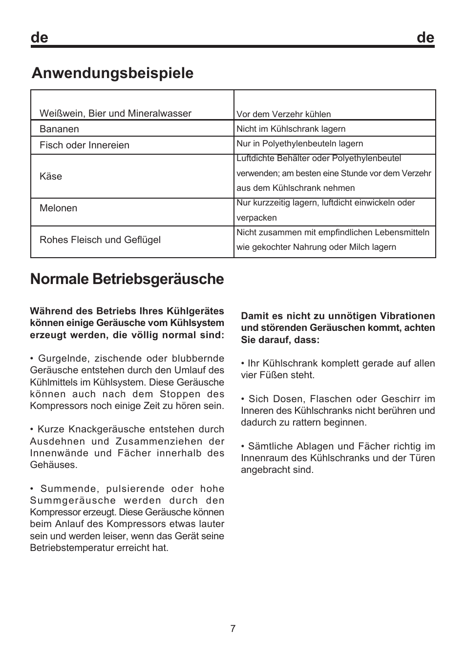 De anwendungsbeispiele, Normale betriebsgeräusche | Beko BU 1152 User Manual | Page 52 / 74