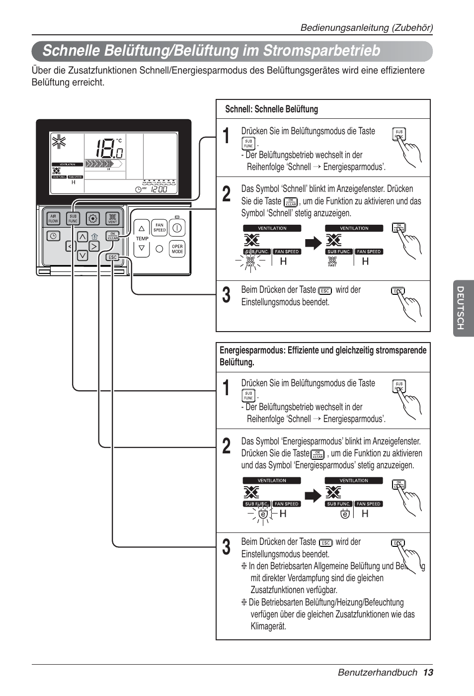 Schnelle belüftung/belüftung im stromsparbetrieb | LG LZ-H200GBA2 User Manual | Page 101 / 419